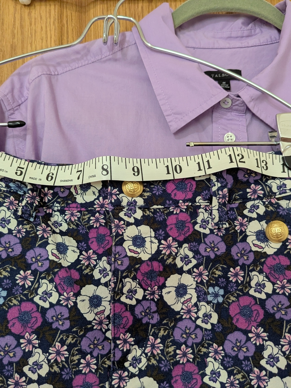 Talbots Purple Floral Mini Skirt with Gold Buttons - Picture 6 of 7
